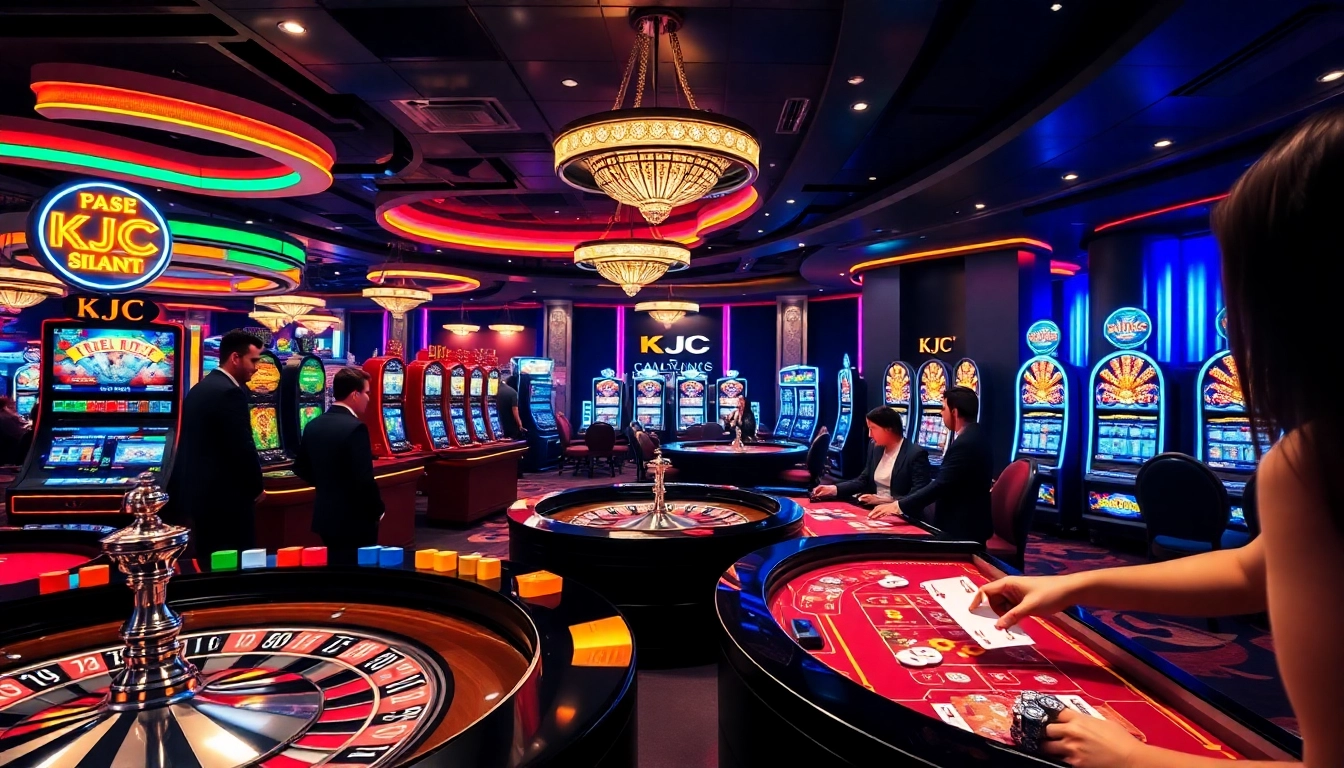 Players engaging in thrilling games at the KJC casino, showcasing excitement and high-stakes action.