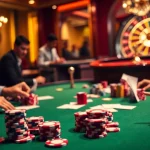 Exciting high-stakes poker action featuring 88i-themed chips and cards in a luxurious casino setting.