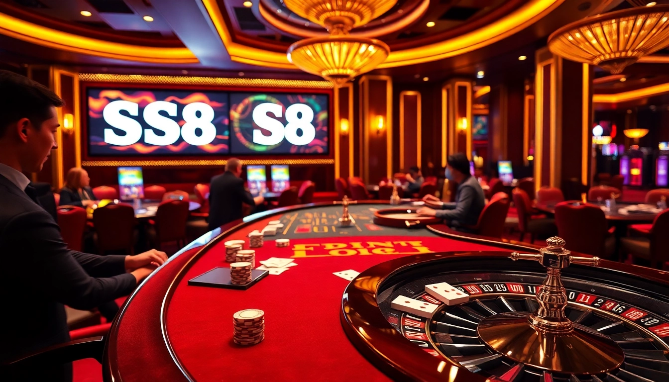 Experience the thrilling excitement of S8 casino with luxurious gaming tables and vibrant atmosphere.