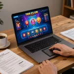 Engaging in online gaming at 789 club with a laptop and strategic notes