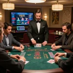 Vmax88 players enjoying blackjack at a stylish casino table, highlighting the exciting action on https://vmax88vip.com/.