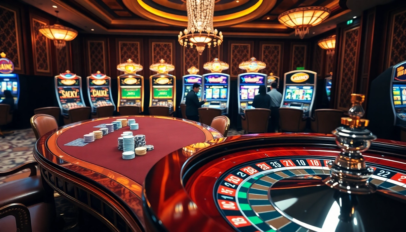 Players engaging in exciting casino action at GG88, featuring colorful poker chips and roulette.