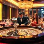 Engaging in a vibrant casino scene at trang chu luck8 with roulette and players immersed in betting.