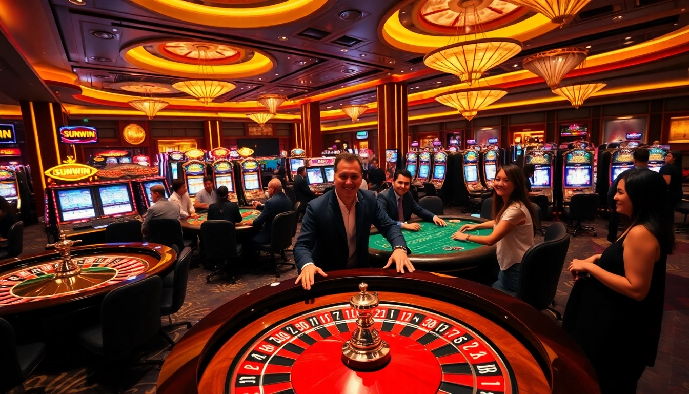 Players enjoying thrilling games at Sunwin's exciting casino environment