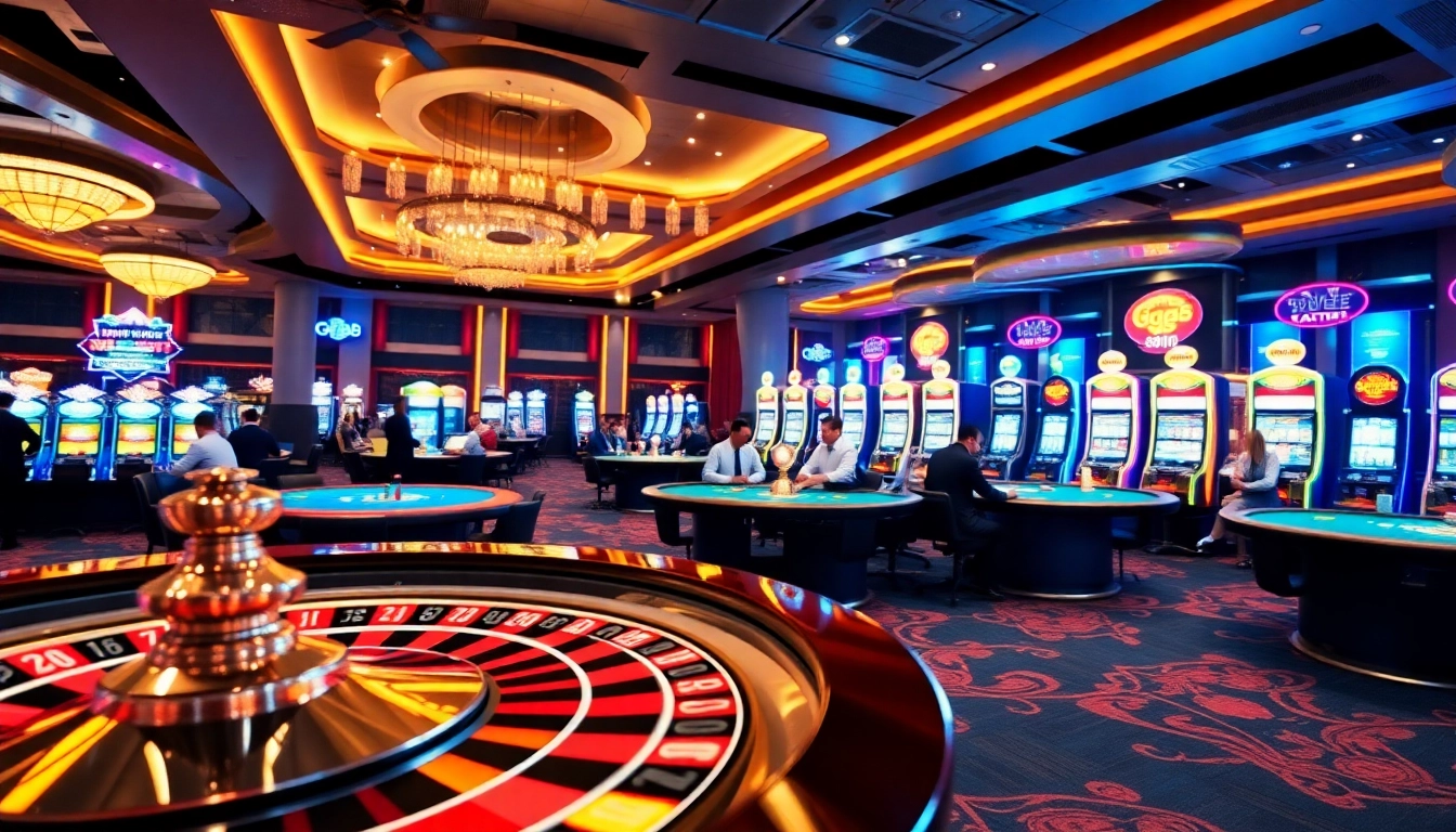Experience the thrill of betting at GG88's sophisticated casino floor filled with vibrant games and luxurious decor.