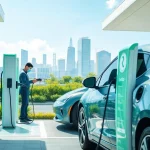 Experience EV Charging Installation with a technician at work, showcasing a modern setup.