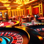 Engaging scene depicting GA88's luxurious casino with vibrant poker chips and roulette excitement.