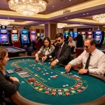 Players at Fly88 casino enthusiastically betting on roulette tables in a vibrant gaming atmosphere