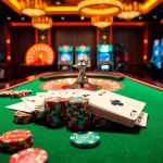 Experience the thrill of rikvip with vibrant casino gaming featuring poker chips and a roulette wheel.