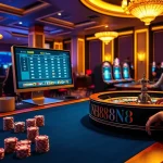 Players enjoying the excitement of online gambling at NH88 with luxurious tables and vibrant slot machines.