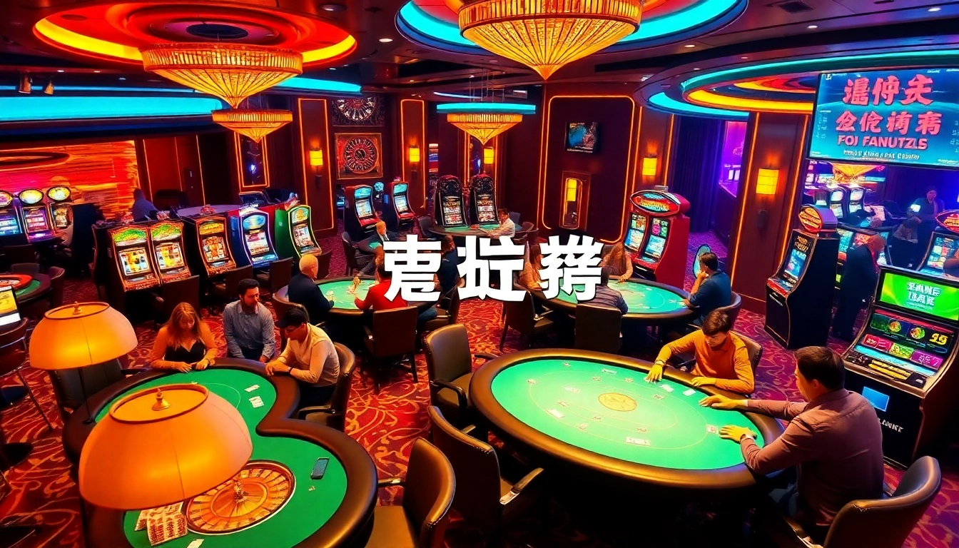 Engaging players at a poker table in a luxurious casino showcasing the keyword 包网 with vibrant slot machines and roulette wheels.