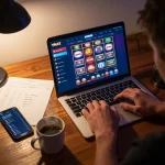 Engaging with the VMAX online casino app on a laptop, showcasing strategic betting and gameplay.