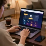 Engaging session with F8 BET online casino, showcasing betting options on a laptop in a cozy setup