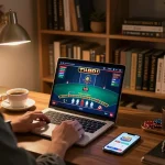 Engage with tg88 casino games on a laptop at home while enjoying strategic gameplay atmosphere.
