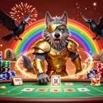 Engage with the exciting GO8 casino universe featuring Odin and his ravens amidst vibrant chip and poker elements.