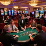 sc88seo players enjoying blackjack excitement at a vibrant Vegas casino