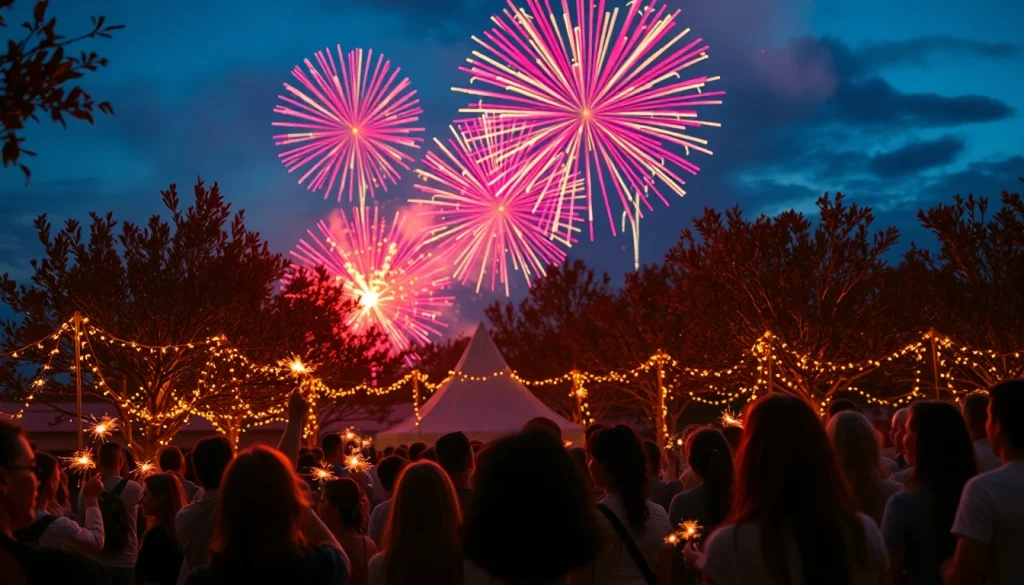 Enjoy breathtaking fireworks for sale lighting up the night sky during a vibrant celebration.