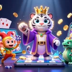 Engage with dynamic dewa1000 link as a playful golden monkey juggles chips with thematic casino elements surrounding