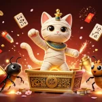 Experience thrilling betting action at Debet with an Egyptian mummy cat and golden details.