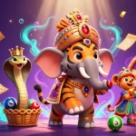 Join the excitement at gem88 with vibrant lottery games and animated characters in a colorful casino scene.