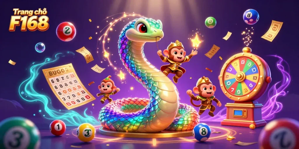 Playfully celebrate winning at Trang chủ F168 with vibrant game elements and magical characters.