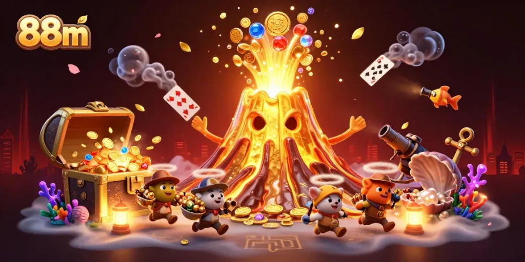 88m brings excitement as the golden volcano erupts with treasure in a vibrant casino world.