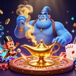 Experience excitement and winnings at luck8 with a dynamic casino scene filled with vibrant gaming elements.