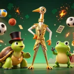 Sunwin lively illustration showcasing a vibrant casino scene with characters and dynamic game elements.